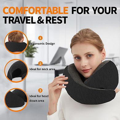 Travel Neck Pillow Airplane, Memory Foam Travel Pillows for Comfort on Sleeper Hold Compact