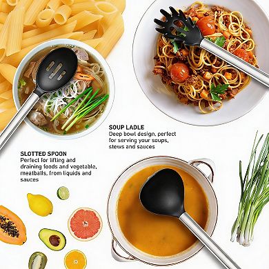 33-Piece Silicone Cooking Set with Stainless Handles for Nonstick Cookware