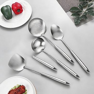6-Piece Kitchen Utensil Set: Spatula, Ladle, Skimmer, Spaghetti Spoon, Solid Spoon, Dishwasher Safe
