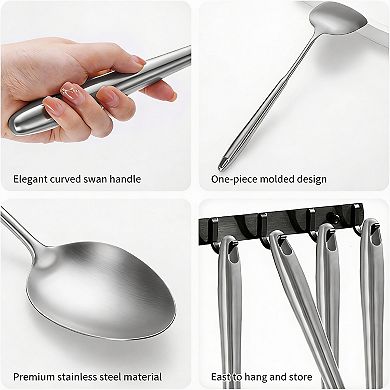 6-Piece Kitchen Utensil Set: Spatula, Ladle, Skimmer, Spaghetti Spoon, Solid Spoon, Dishwasher Safe