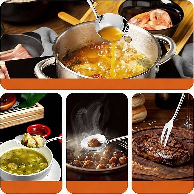 11Pcs Stainless Steel Cooking Utensils Set, Ergonomic Handles, Dishwasher Safe