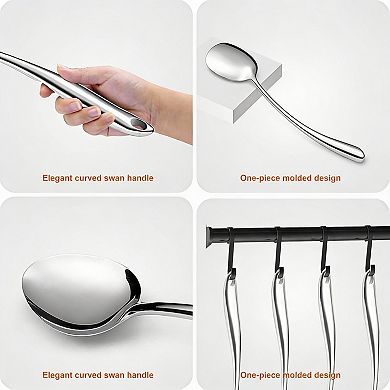 11Pcs Stainless Steel Cooking Utensils Set, Ergonomic Handles, Dishwasher Safe