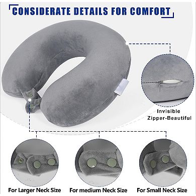Travel Neck Pillow 100% Pure Memory Foam Airplane Pillow for Head Support