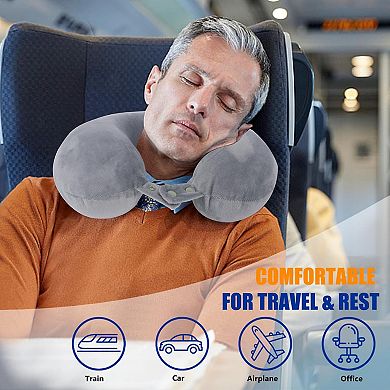 Travel Neck Pillow 100% Pure Memory Foam Airplane Pillow for Head Support