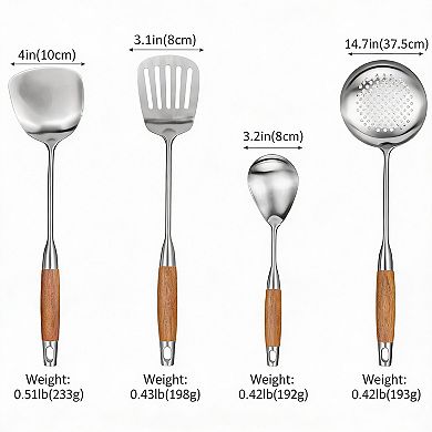 6-piece Stainless Steel Kitchen Utensil Set with Rosewood Handles