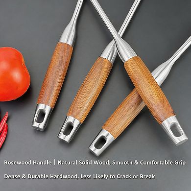 6-piece Stainless Steel Kitchen Utensil Set with Rosewood Handles