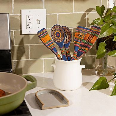 5pc Pakkawood Cooking Utensils Set - Durable, Heat Resistant, Non Scratch