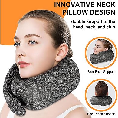 Travel Pillow - Hooded Neck Pillow Airplane Memory Foam Filling for Plane, Office