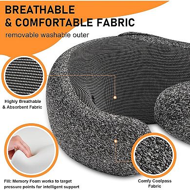 Travel Pillow - Hooded Neck Pillow Airplane Memory Foam Filling for Plane, Office