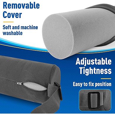 Lumbar Roll Support Pillow for Office Chair, Car, Memory Foam Back Cushion with Washable Cover