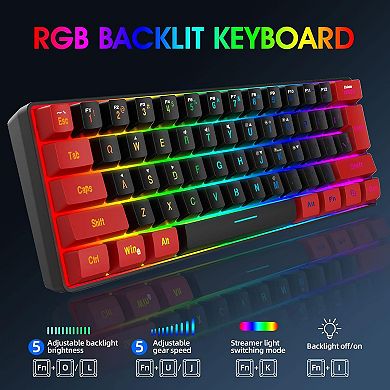 60% Wired Gaming Keyboard, Ultra-Compact RGB Backlit Small Gaming Keyboard for PC