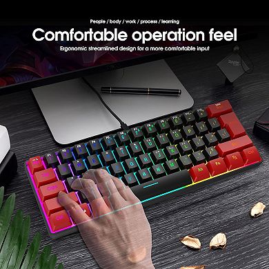 60% Wired Gaming Keyboard, Ultra-Compact RGB Backlit Small Gaming Keyboard for PC