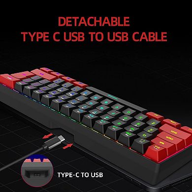 60% Wired Gaming Keyboard, Ultra-Compact RGB Backlit Small Gaming Keyboard for PC
