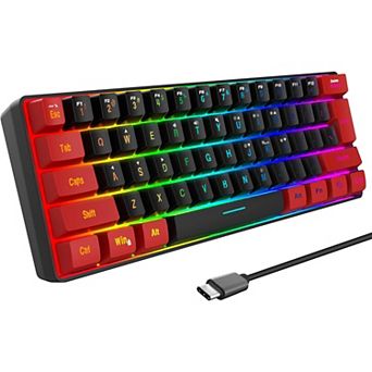 60% Wired Gaming Keyboard, Ultra-Compact RGB Backlit Small Gaming Keyboard for PC