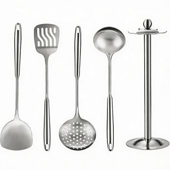 5 pc Stainless Steel Cooking Set with Rotating Holder