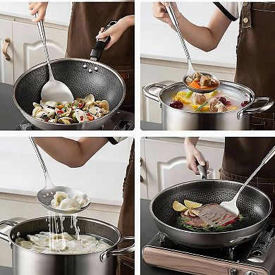 5-Piece Stainless Steel Cooking Set with Rotating Holder