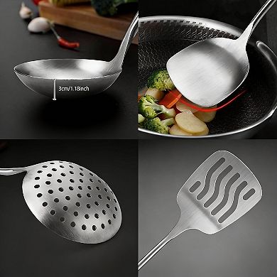 5-Piece Stainless Steel Cooking Set with Rotating Holder