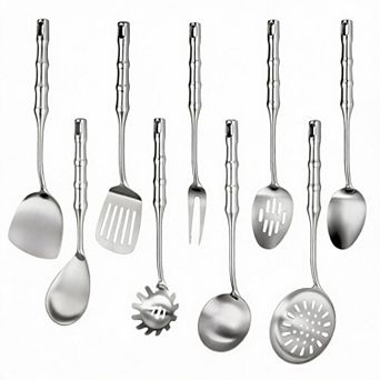 1810 Stainless Steel 9 pc Kitchen Utensil Set - Ergonomic Handles, Durable, Easy to Clean