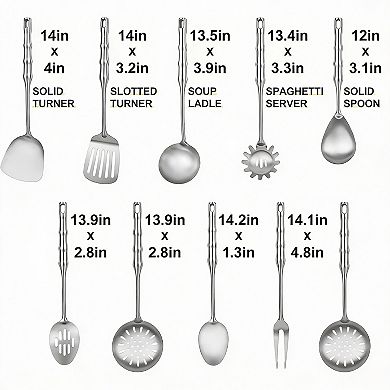 1810 Stainless Steel 9-Piece Kitchen Utensil Set - Ergonomic Handles, Durable, Easy to Clean