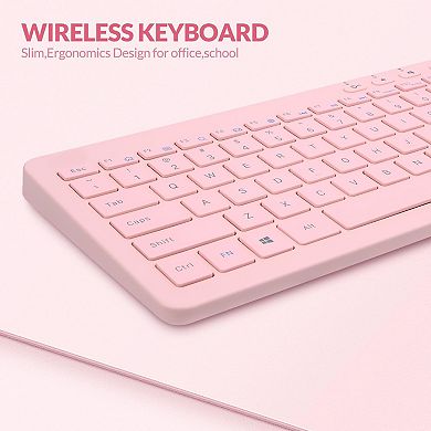 2.4 Gigahertz Ultra-Slim Wireless Keyboard and Mouse Combo, Multimedia Office Keyboard for PC