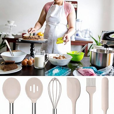 24 Pcs Silicone Kitchen Utensils Set with Stainless Steel Handles