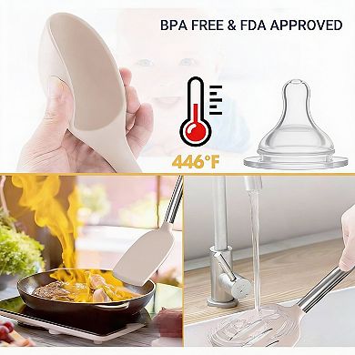 24 Pcs Silicone Kitchen Utensils Set with Stainless Steel Handles