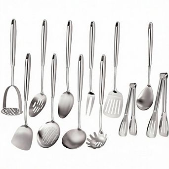 12 pc Stainless Steel Kitchen Utensils Set, 304 Grade, Ergonomic Handles, Dishwasher Safe