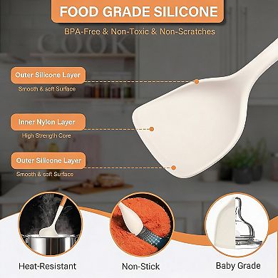 10Pcs Silicone Kitchen Utensils Set with Wood Handle