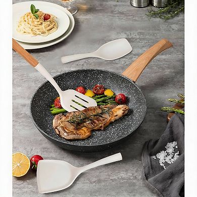 10Pcs Silicone Kitchen Utensils Set with Wood Handle