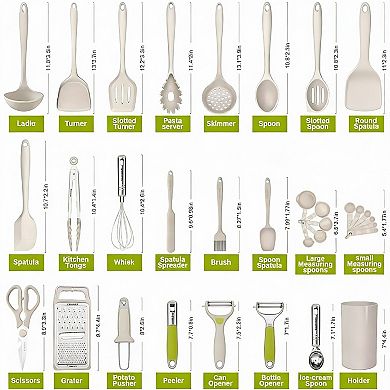 446F Heat Resistant Silicone Cooking Utensils Set - Durable, Nonstick, Easy Clean