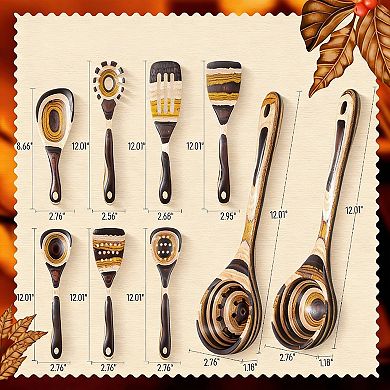 Pakkawood Kitchen Utensils Set: Blue Rainbow Wood, Non-Stick, Easy Clean