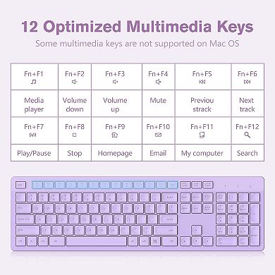 Wireless Keyboard, 2.4GHz Full-Sized Ergonomic Computer Keyboard, Cordless Noiseless Keyboard