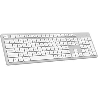 Wireless Keyboard, 2.4GHz Full-Sized Ergonomic Computer Keyboard, Cordless Noiseless Keyboard