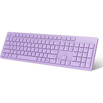 Wireless Keyboard, 2.4GHz Full-Sized Ergonomic Computer Keyboard, Cordless Noiseless Keyboard