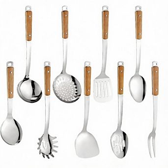 9 pc Stainless Steel Kitchen Utensils Set with Ergonomic Handles