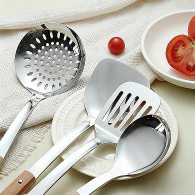 9-Piece Stainless Steel Kitchen Utensils Set with Ergonomic Handles