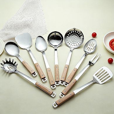 9-Piece Stainless Steel Kitchen Utensils Set with Ergonomic Handles