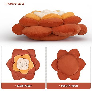 Flower Throw Pillow - 17.8" Plant Shaped Cushion, Soft Plush Decorative Pillow