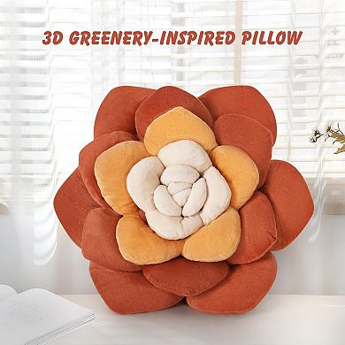 Flower Throw Pillow - 17.8" Plant Shaped Cushion, Soft Plush Decorative Pillow