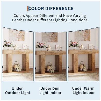 Long Console Table with Drawer, Wooden Rectangular Sofa Table Behind The Couch