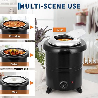 10L Straight Cylinder Small Mouth Lid Soup Warmer