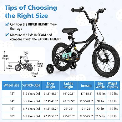 14 Inch Kids Bike Adjustable for 3-5 Years Old with Low-Step Frame