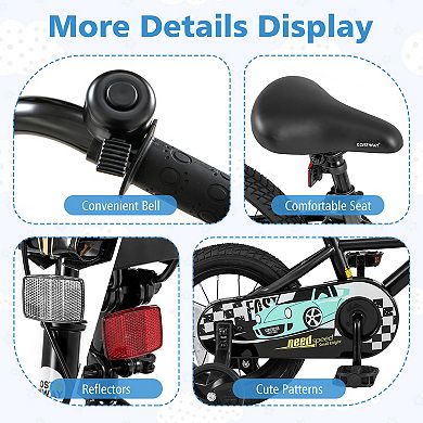 14 Inch Kids Bike Adjustable for 3-5 Years Old with Low-Step Frame