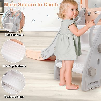 10 in 1 Toddler Indoor Playground With Double Slides Swing And Climber