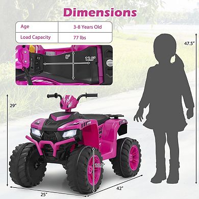 24V Kids Ride On ATV Quad with LED Lights and Music