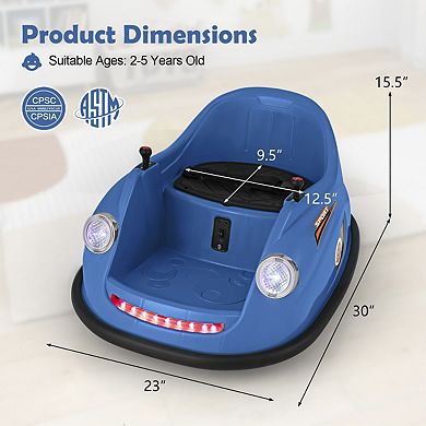 12V Electric Kids Bumper Car with Remote Control and 360 Degree Spin