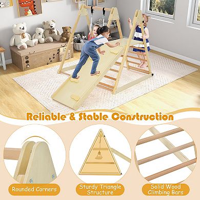 5 in 1 Indoor Jungle Gym Foldable Climber with Slide and Adjustable Swing