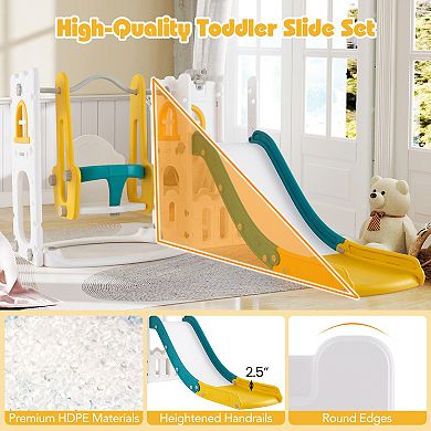 7 In 1 Toddler Slide With Climber, Swing And Telescope, L Shape Playset