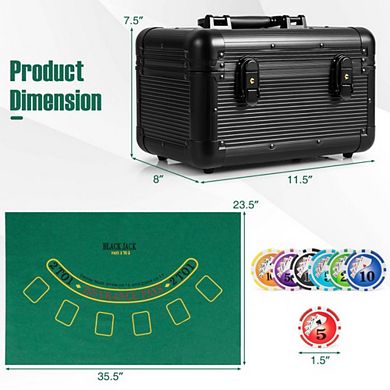 300 Piece Poker Chip Set with Case Cards and Felt for Casino Game Night