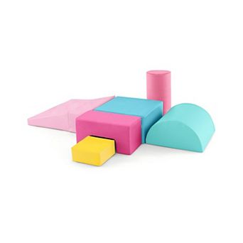 6 pc Foam Climbing Blocks Indoor Playset for Toddlers Climb and Crawl-Pink